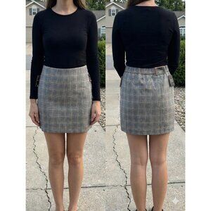 BBJ Los Angeles Plaid Mini Skirt L NWT Gray Glen Plaid Pull On Stretchy S23370Z
